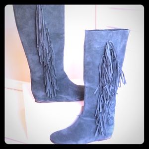 Ludovica Suede fringe wedge boots 6